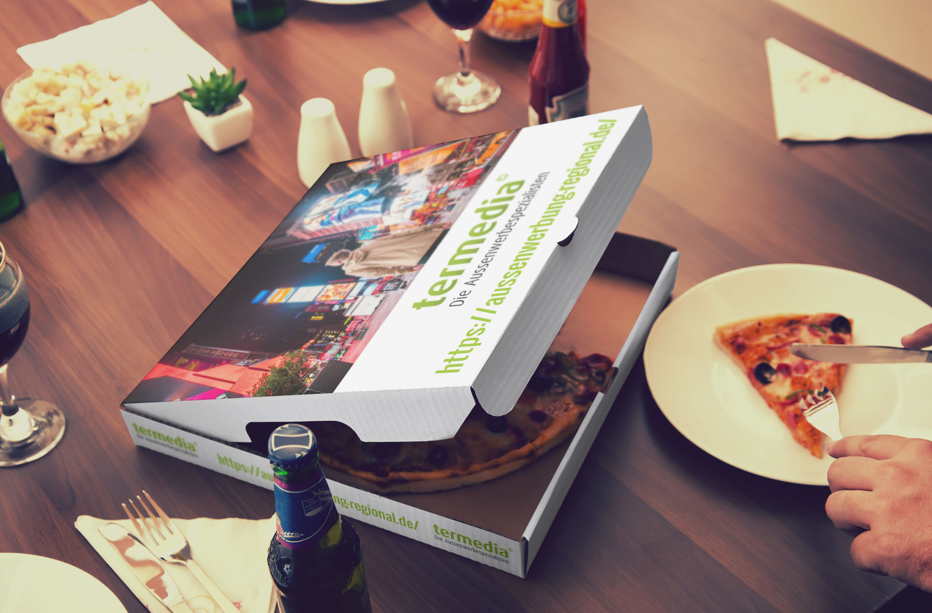 Werbung auf Pizzakarton - ein Genuss für alle Sinne